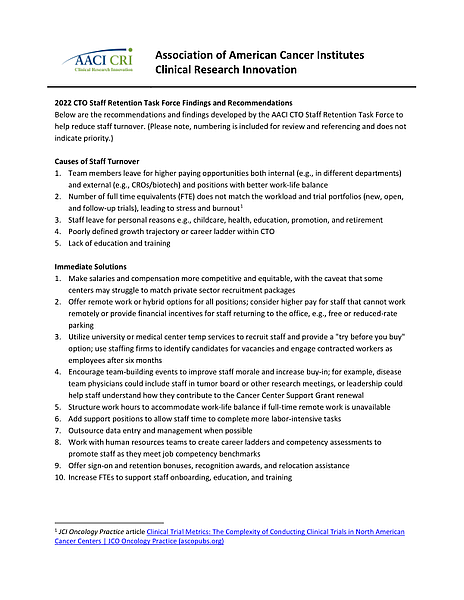 2022 CTO Staff Retention Recommendations